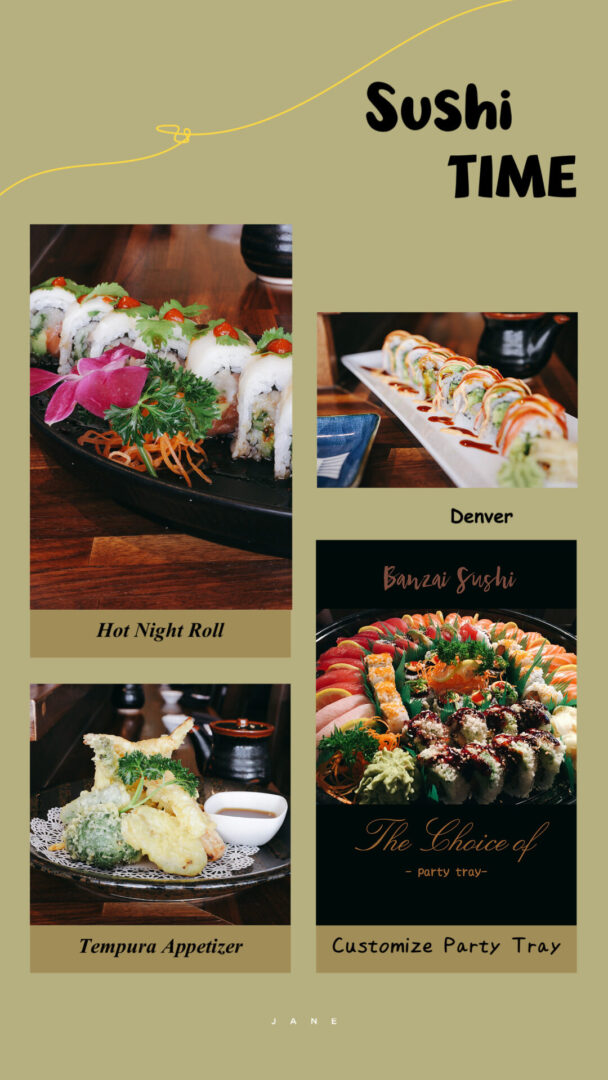 Menu Japanese Food at Banzai Sushi