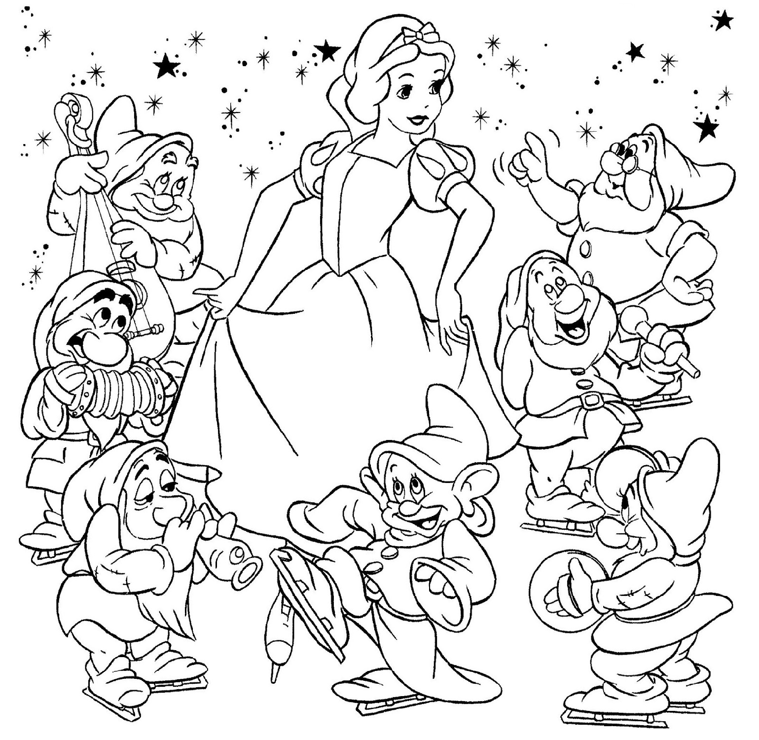 Beautiful Snow White Color Pages 101 Activity