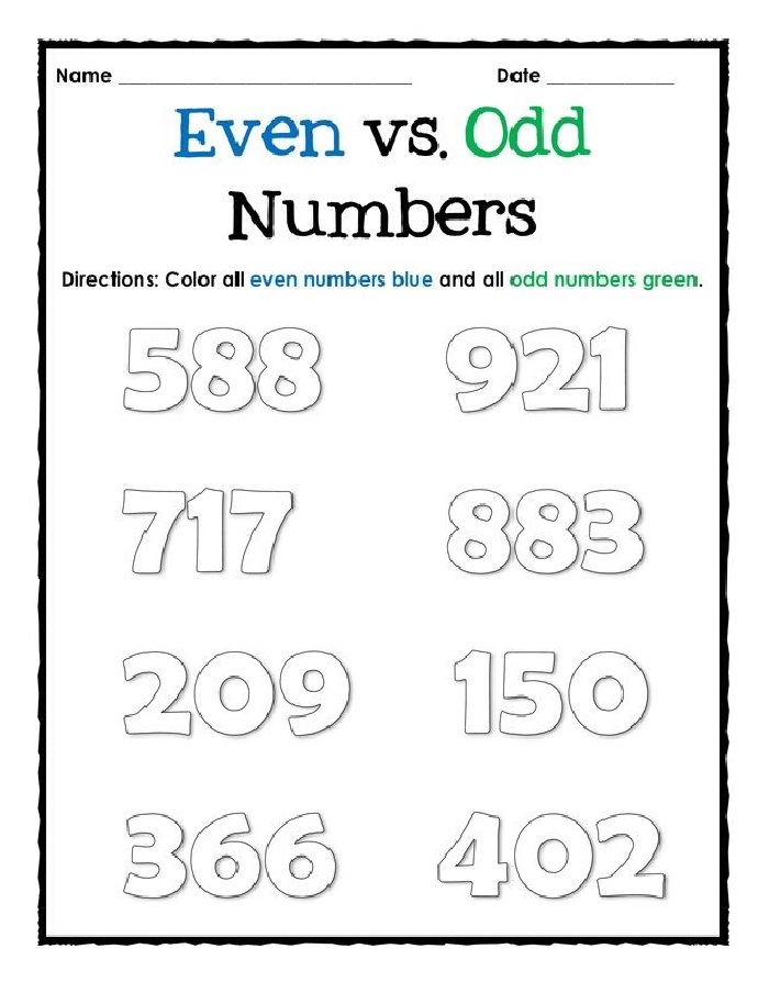 Easy Odd and Even Numbers Worksheets 101 Activity
