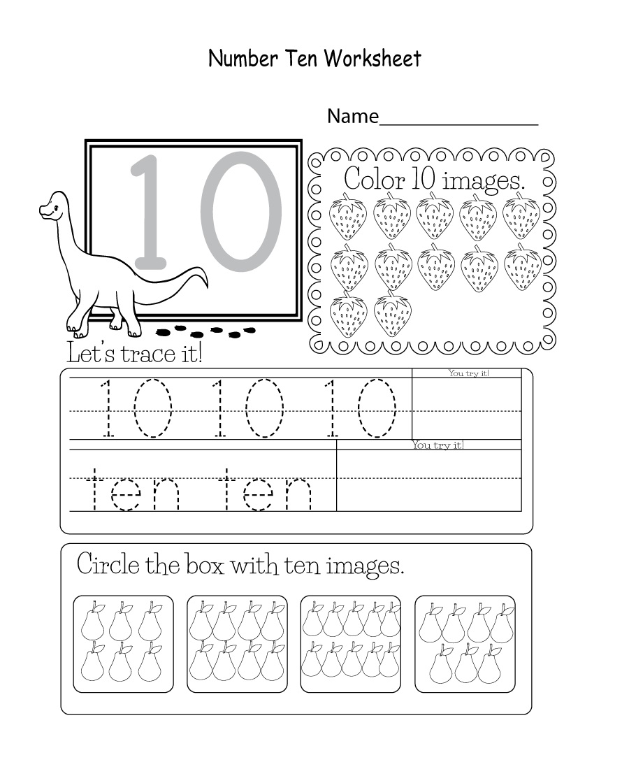 Number 10 Worksheet Free Printable