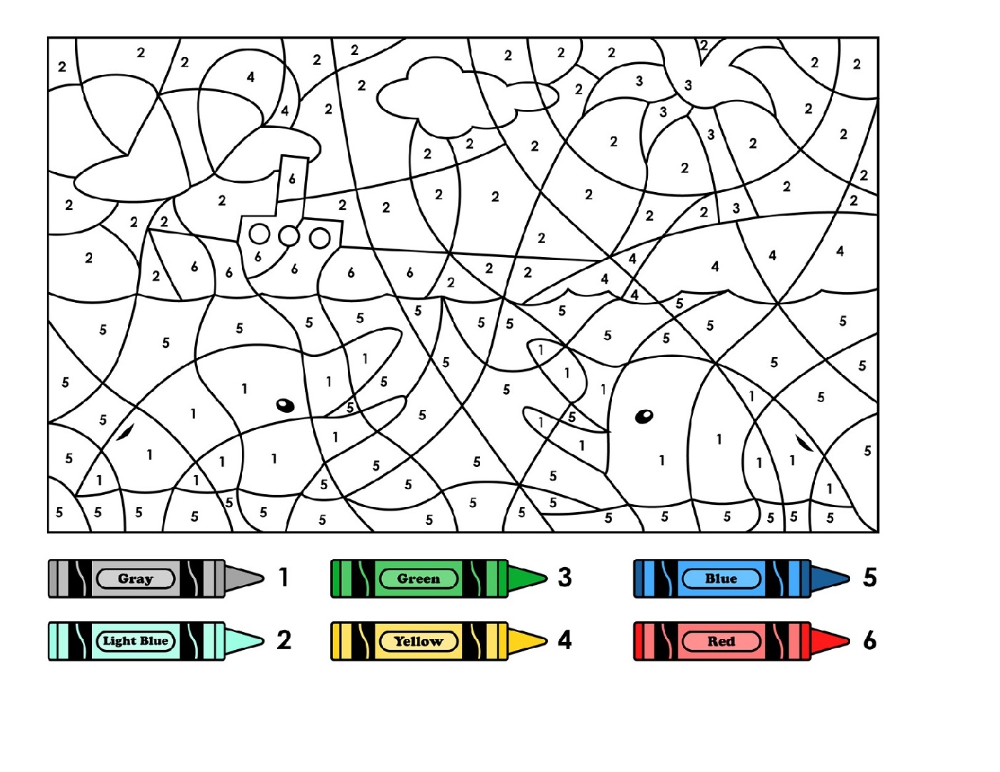 Printable Hidden Picture Color by Number 101 Activity