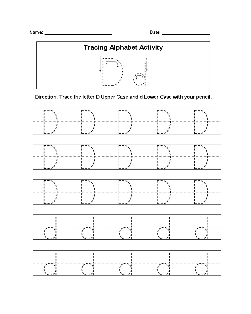Printable Trace Letter D Worksheets | 101 Activity