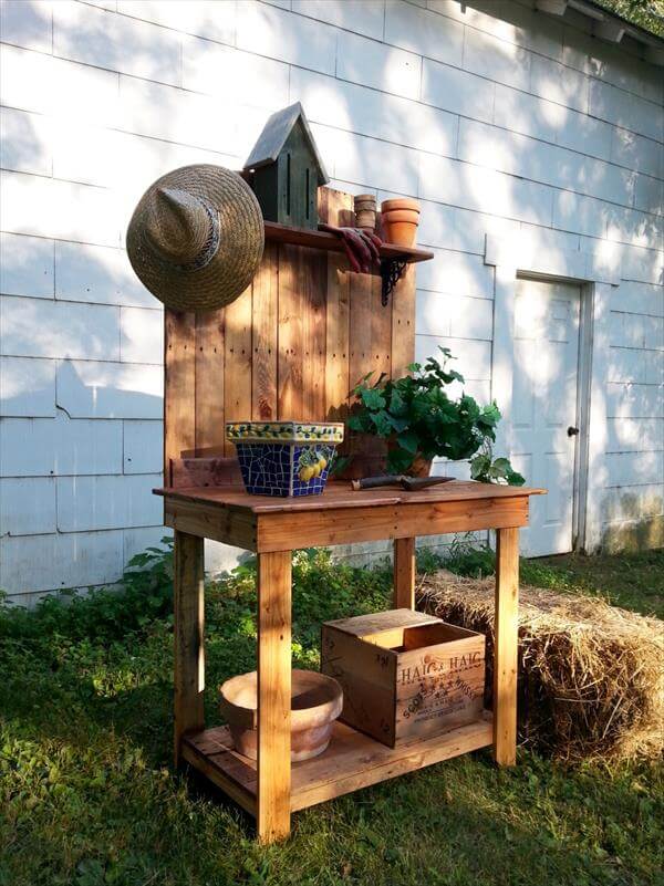 DIY Wood Pallet Potting Bench 101 Pallets
