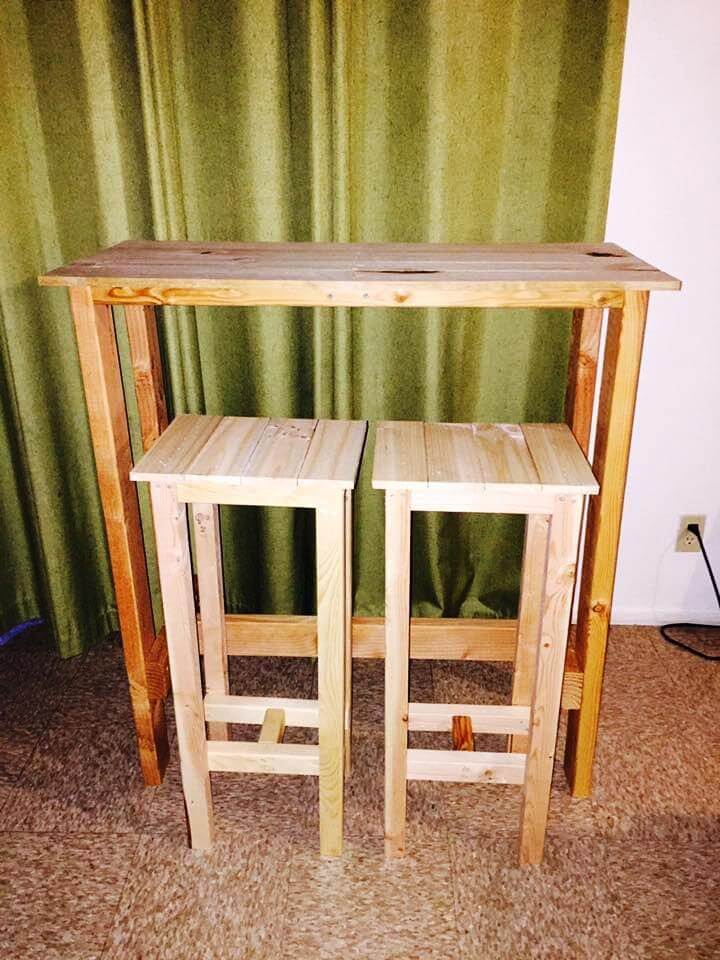 DIY Pallet Bar Table with Stools 101 Pallets