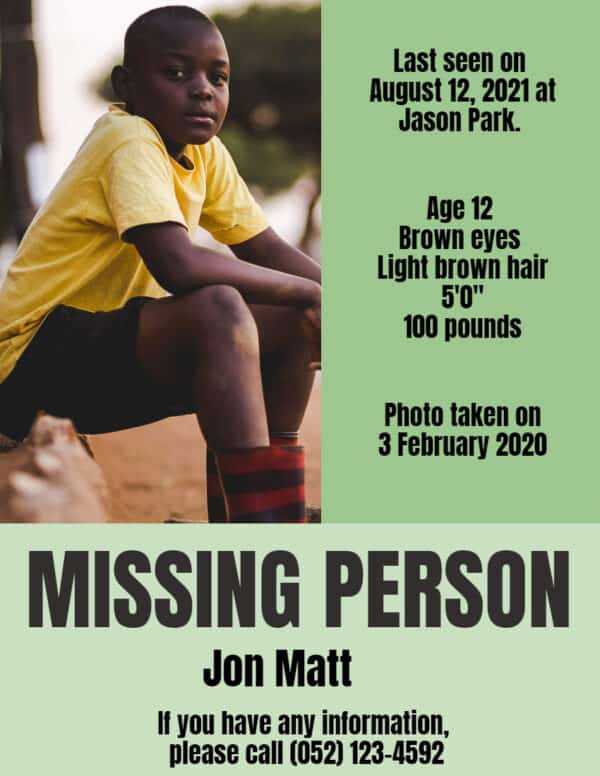 FREE Custom Printable Missing Person Poster Edit Online