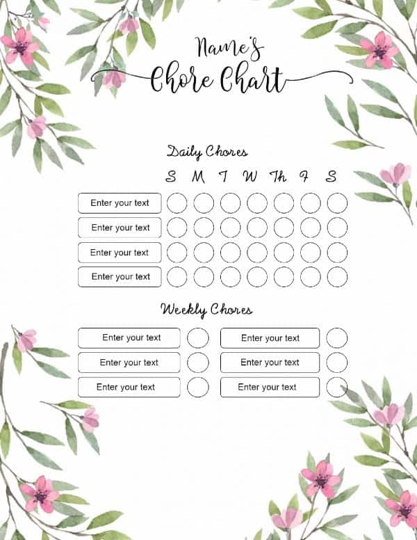 Free chore chart template 101 different designs