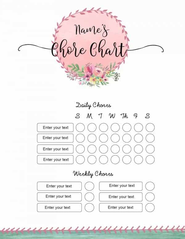 Free chore chart template 101 different designs