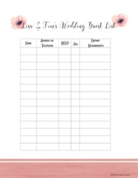 FREE printable guest list template | Customize online