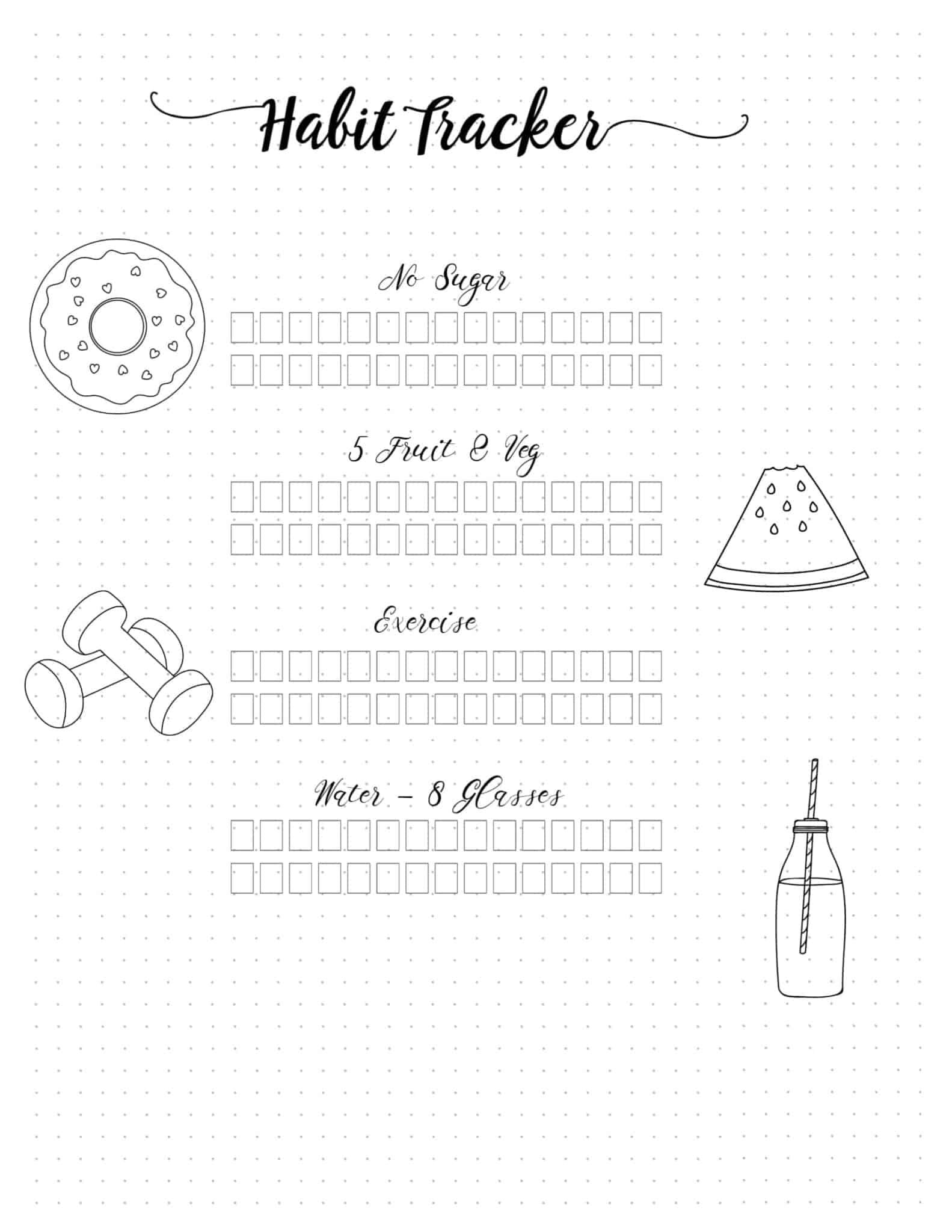 Habit Tracker Bullet Journal | Free Customizable Printables