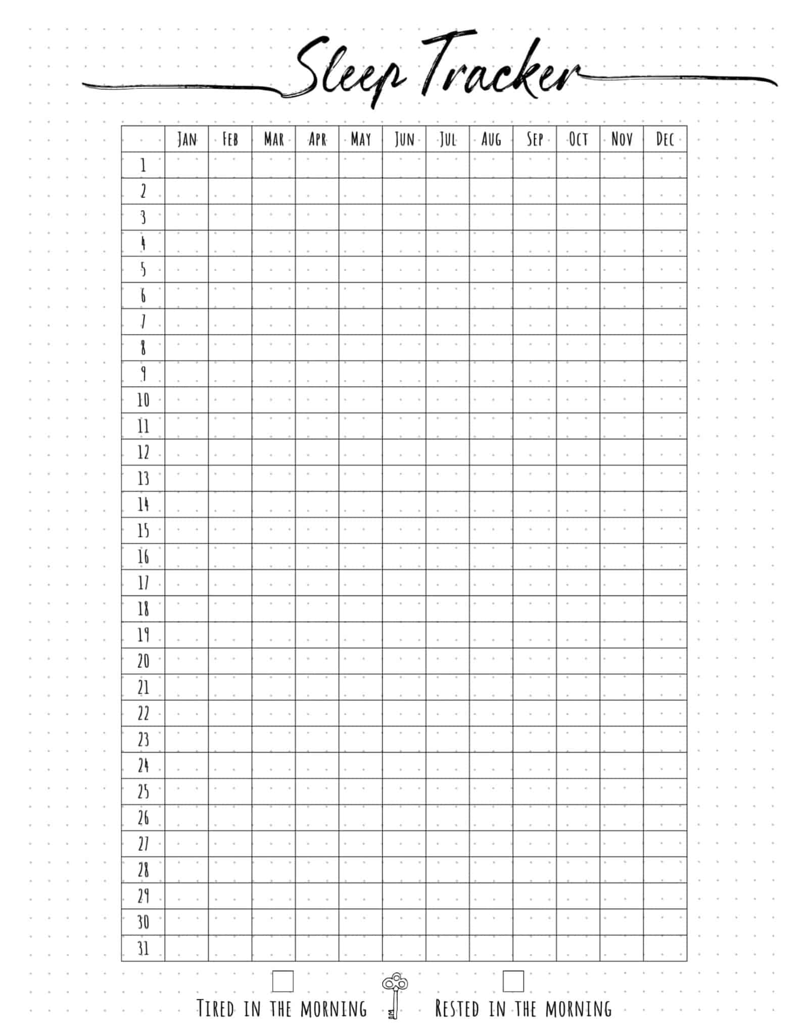 Sleep Tracker Bullet Journal | Free Customizable Printable