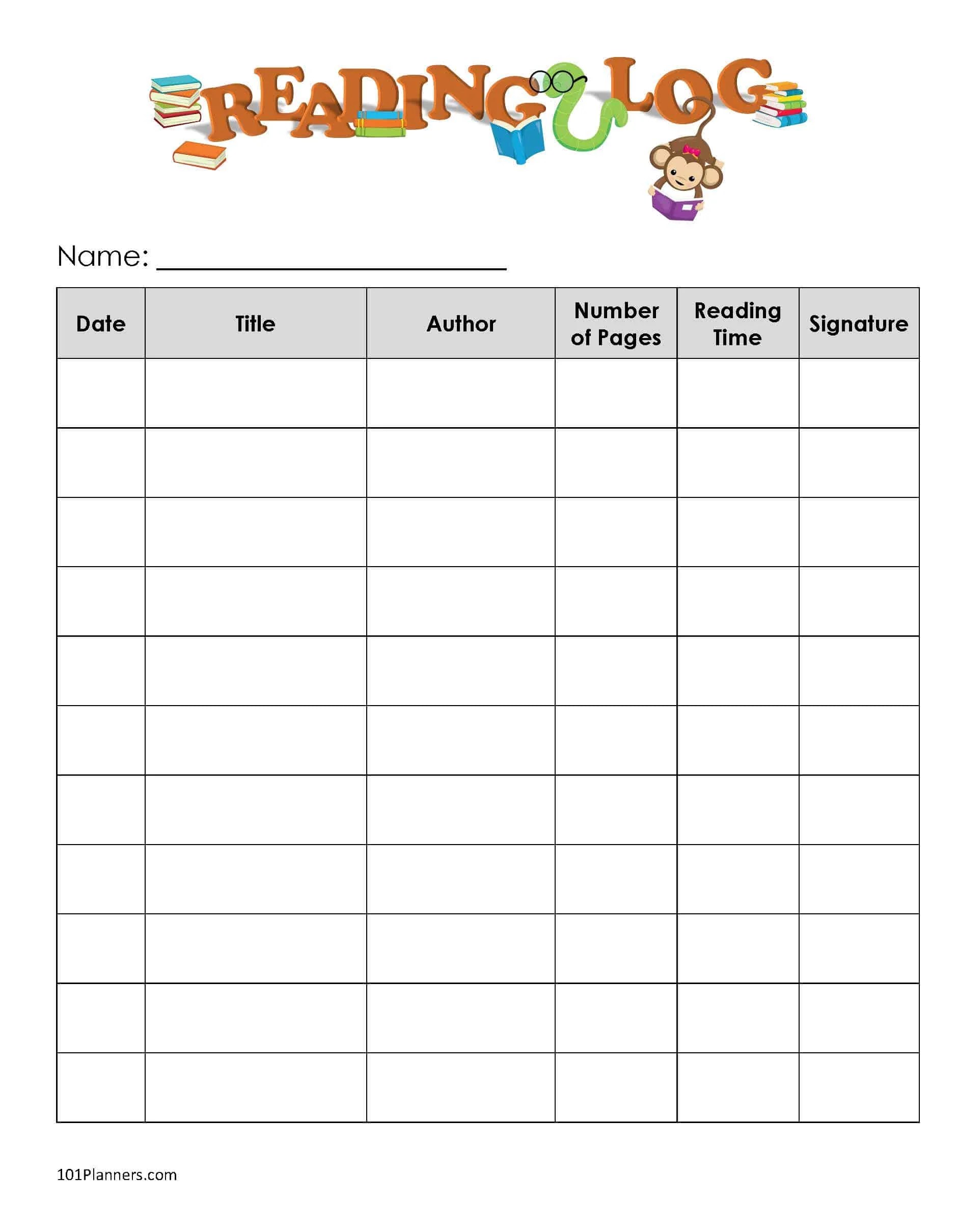 Free Printable Reading Log Template Bullet Journal & Traditional