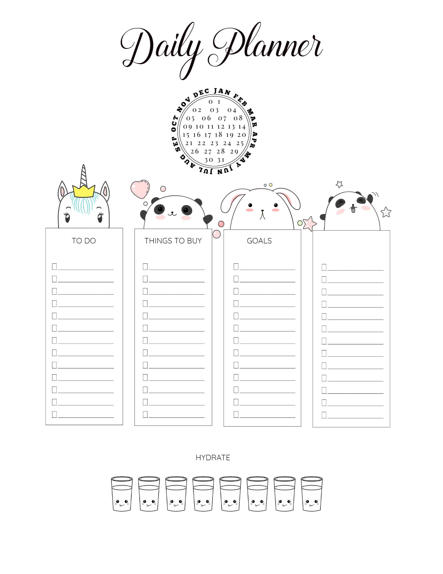 FREE Printable Cute Planner &amp; Calendar | Customize Online