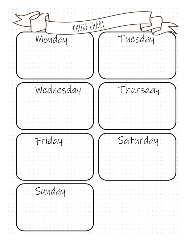 FREE chore chart template | 101 Different Designs
