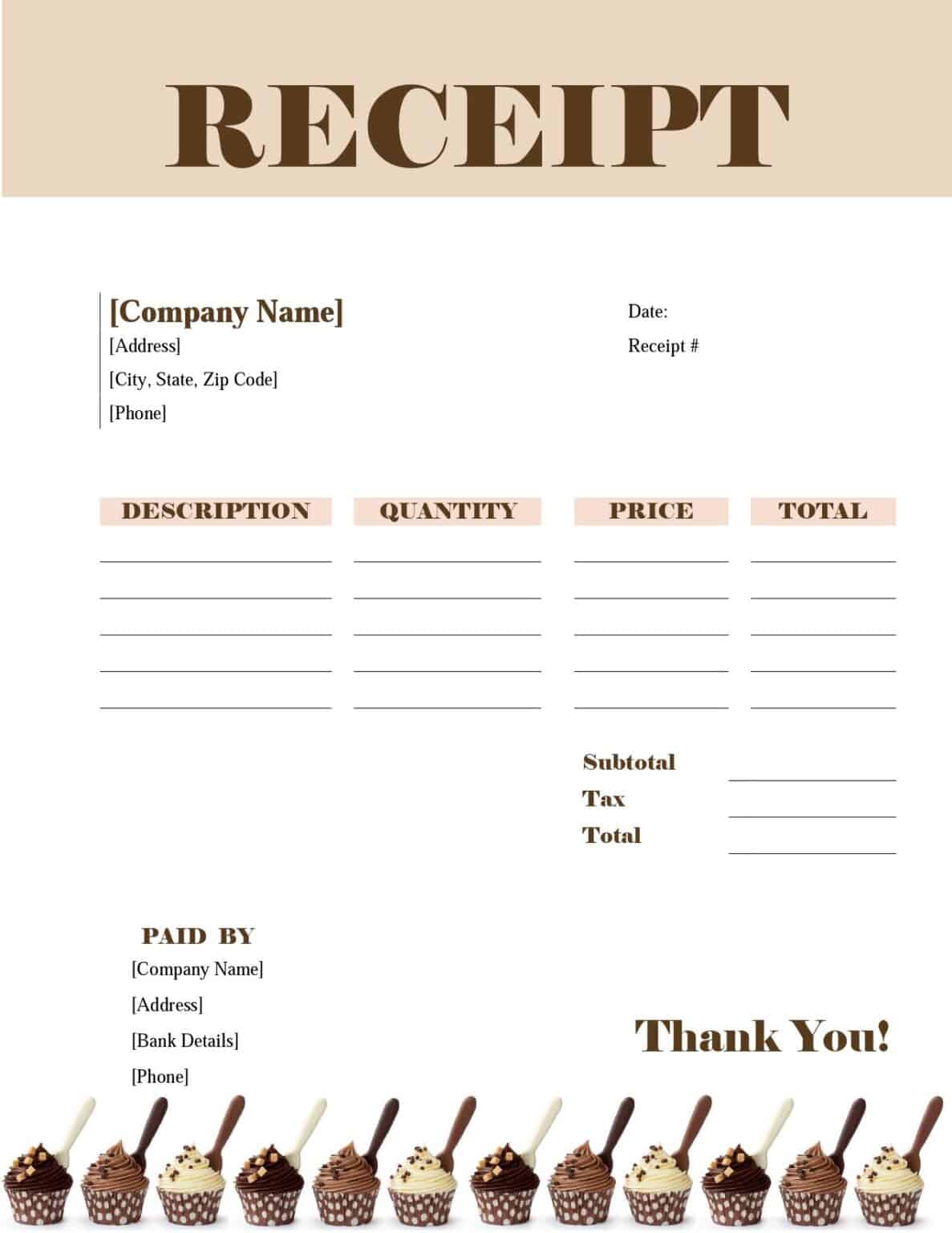 FREE Receipt Template Printables | Word, Excel or Editable PDF