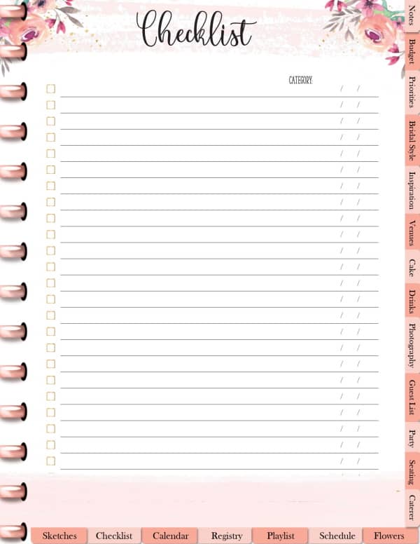 FREE Digital or Printable Wedding Planner | Wedding Spreadsheet