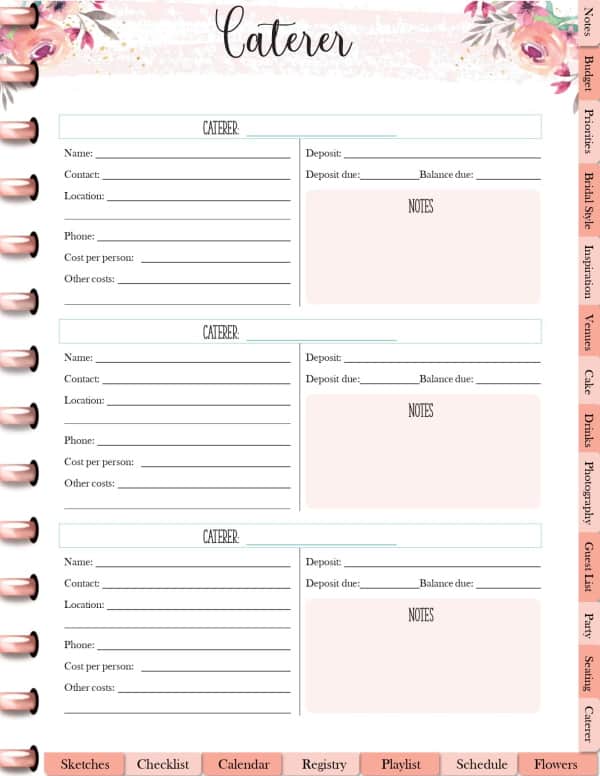 FREE Digital or Printable Wedding Planner | Wedding Spreadsheet