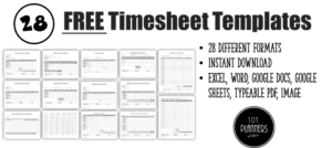 FREE Timesheet Template Printables | Instant Download
