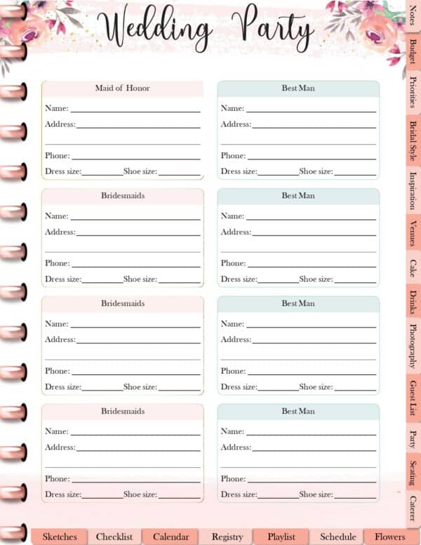 FREE Digital or Printable Wedding Planner | Wedding Spreadsheet