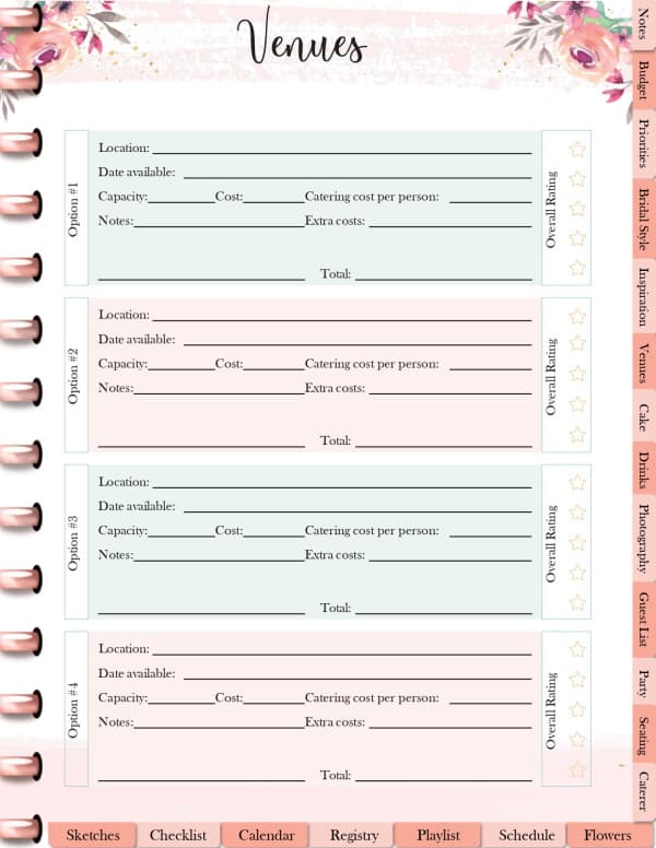FREE Digital or Printable Wedding Planner | Wedding Spreadsheet