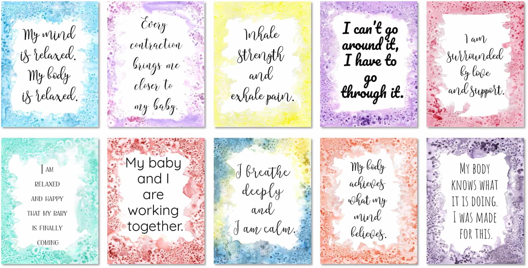 Free Printable Positive Birth Affirmations | 30 Affirmation Cards