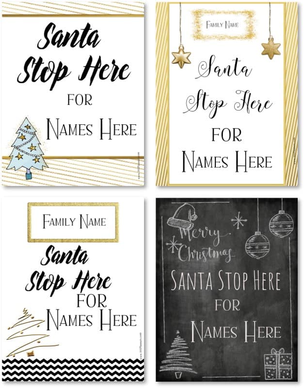 Free Editable and Printable Santa Stop Here Sign | 18 Designs