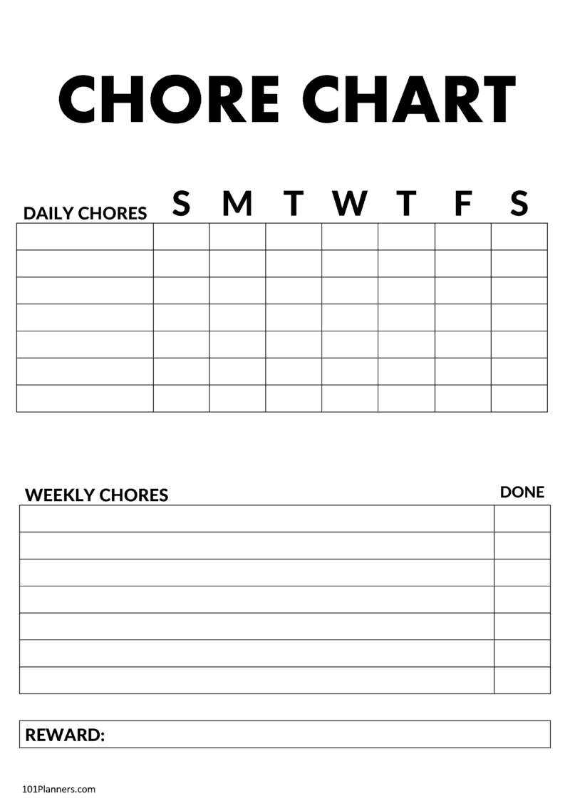 A List of Chores for Teenagers with Free Chore Charts