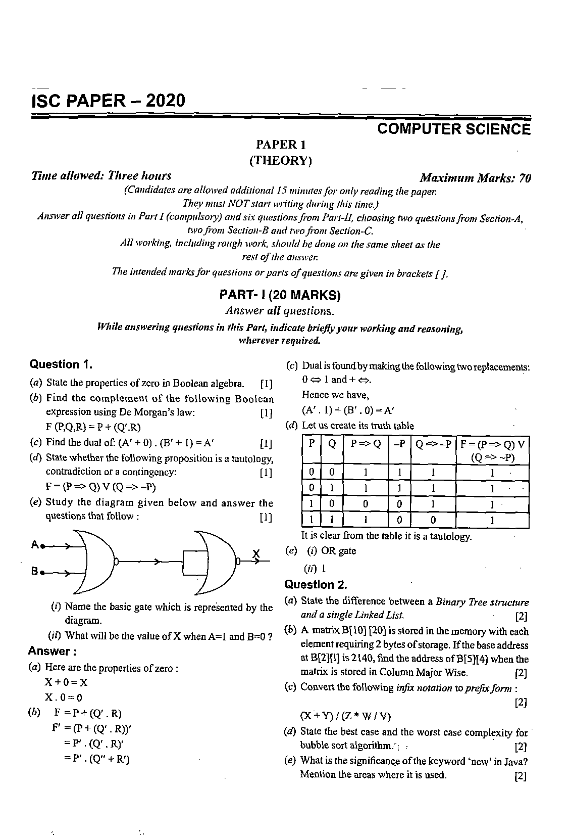 Truth Table Questions And Answers Pdf Elcho Table