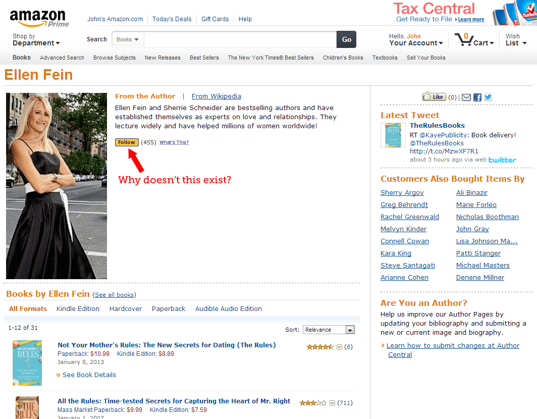 Dear Amazon Why Doesn't a Follow Feature Exist?