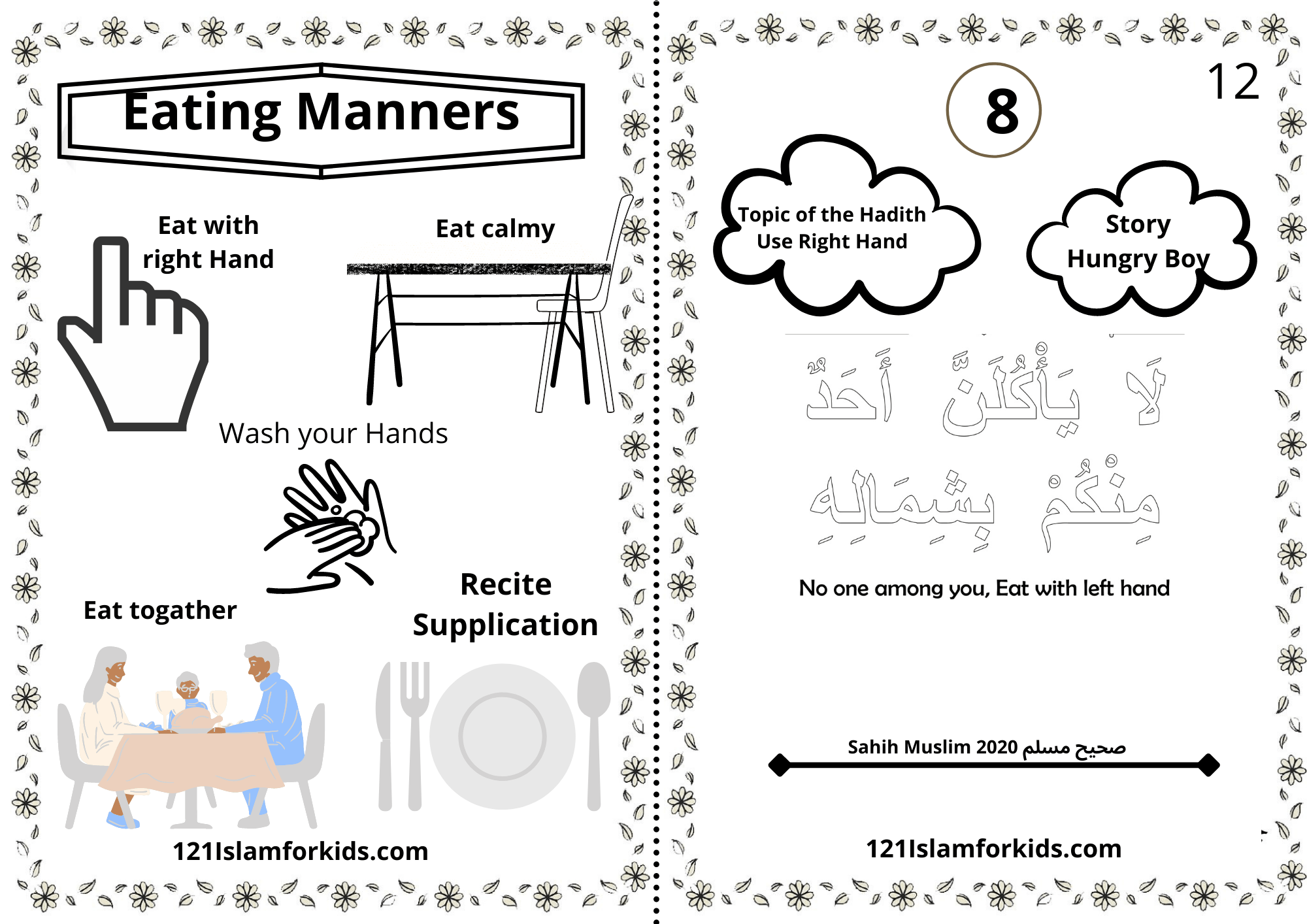 Healthy Habits Of EatingWorksheet,Hadith And Story For Kids