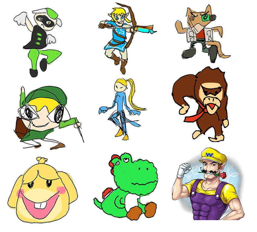 All Games Delta Wario draws amiibo characters with