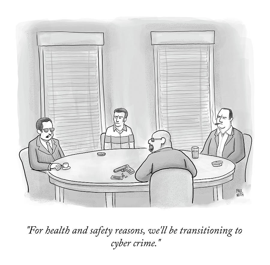 mafia men sitting at a table to discuss the move to cybercrime