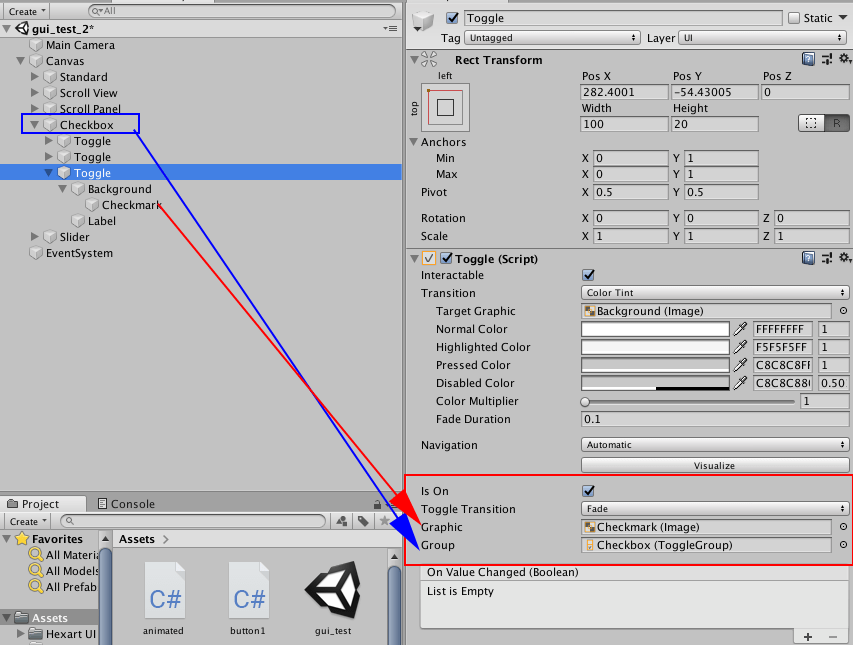 UnityUgui如何製作出Toggle 選單 Toggle (Script) & Toggle Group (二