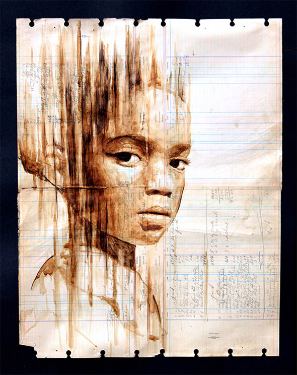 Portraits Painted With Coffee on Antique Ledger Paper Foodiggity