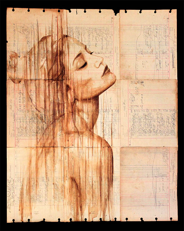 Portraits Painted With Coffee on Antique Ledger Paper Foodiggity
