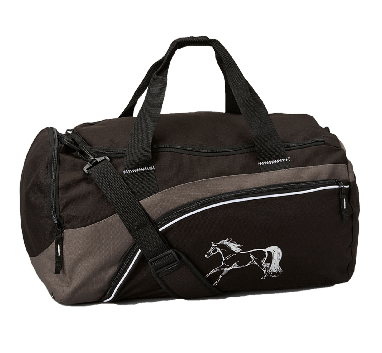 AWST International Lila Black Galloping Horse Duffle Bag Big Black