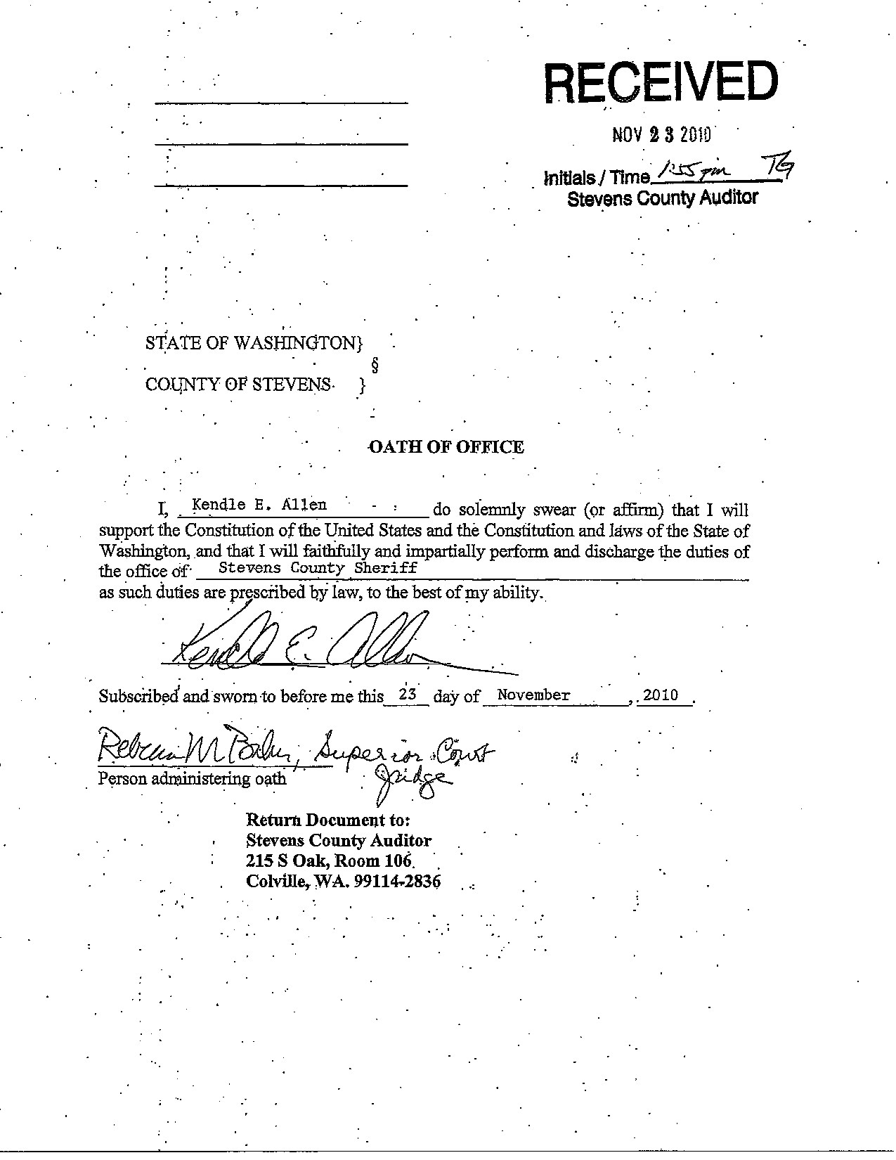 Stevens County, WA Auditor Fulfills Open Records Request on Oaths of