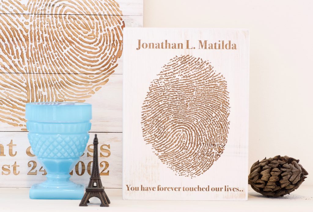 Custom Memorial Fingerprint Wall Art 5x7 Brent&Jess Fingerprint jewelry