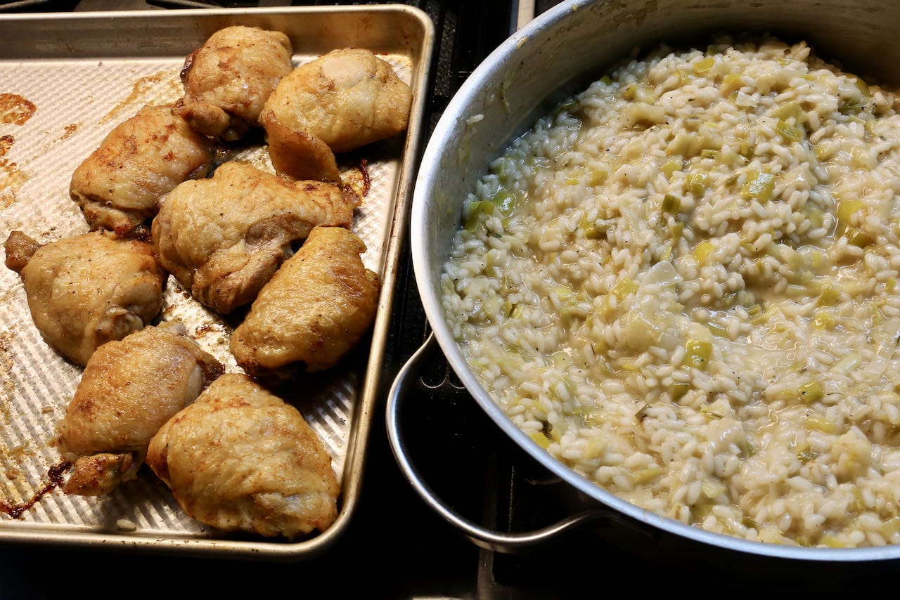 Crispy Roast Chicken and Leek Risotto Recipe dobbernationLOVES