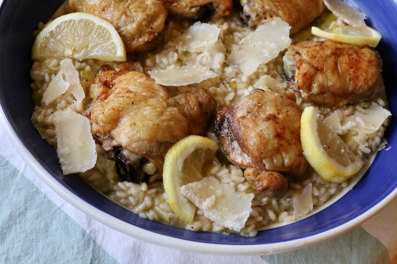 Crispy Roast Chicken and Leek Risotto Recipe dobbernationLOVES