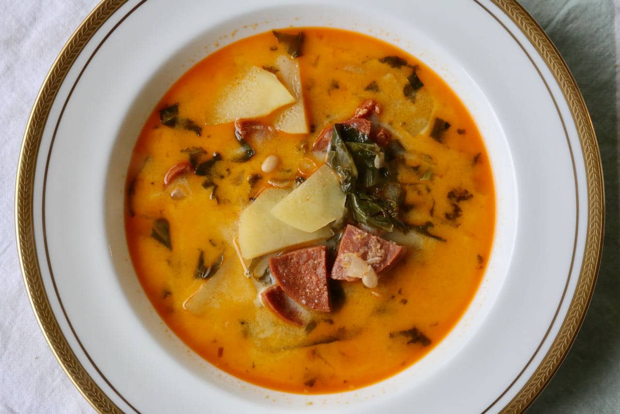 Portuguese Bean Soup Recipe with Kale and Sausage