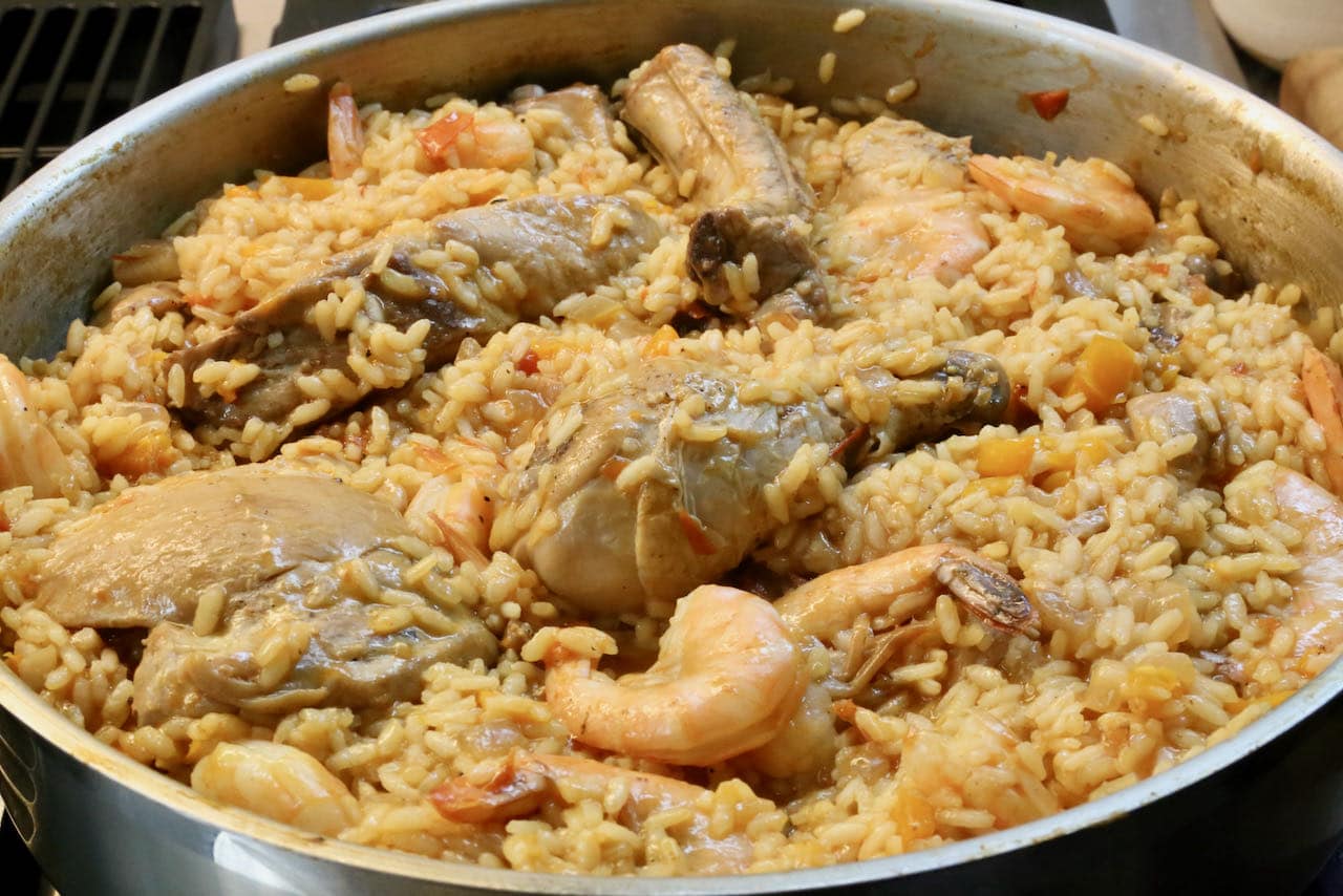 Chicken Pork & Shrimp Mexican Paella Recipe dobbernationLOVES