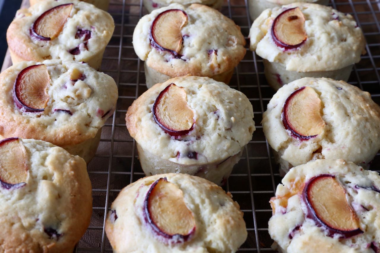 Yogurt Cardamom Spiced Plum Muffins Recipe