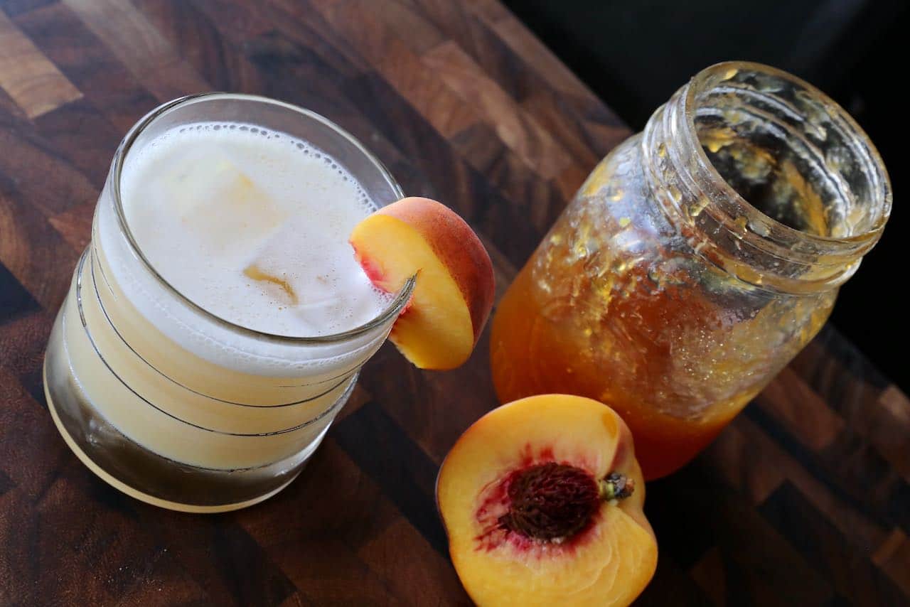 Peach Whiskey Sour Cocktail Drink Recipe dobbernationLOVES