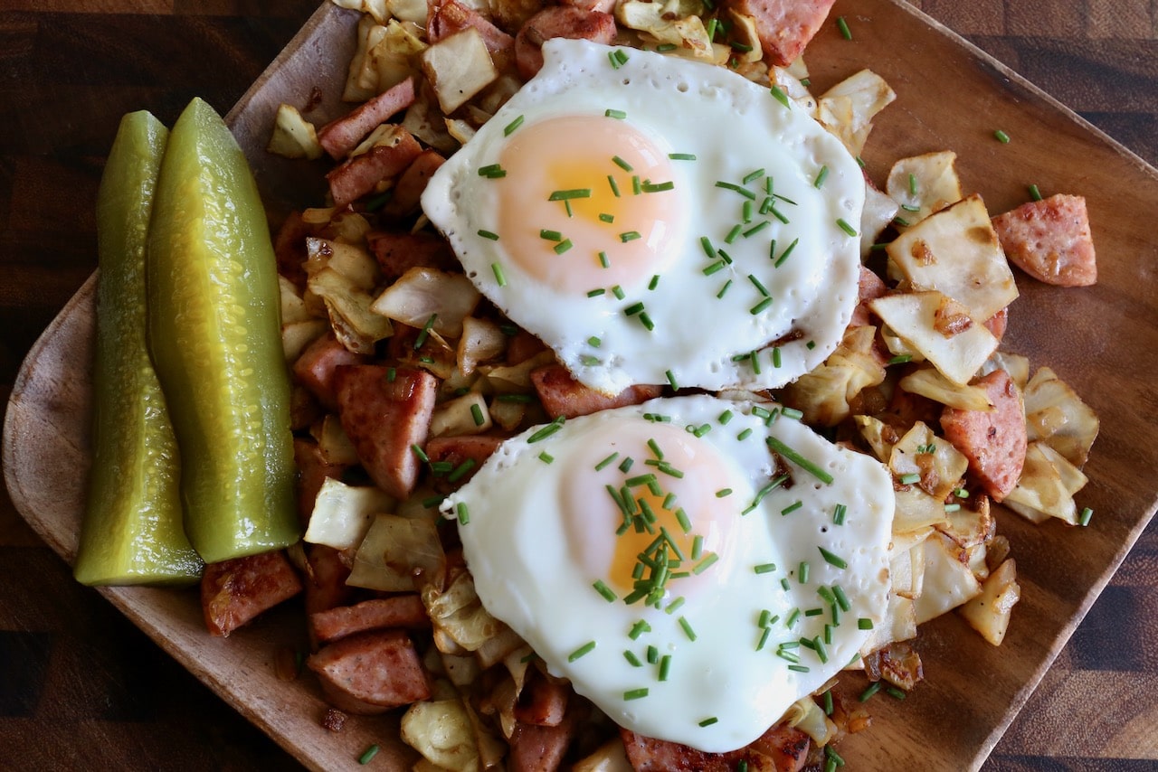 Breakfast Cabbage Fry With Egg & Polish Sausage Recipe