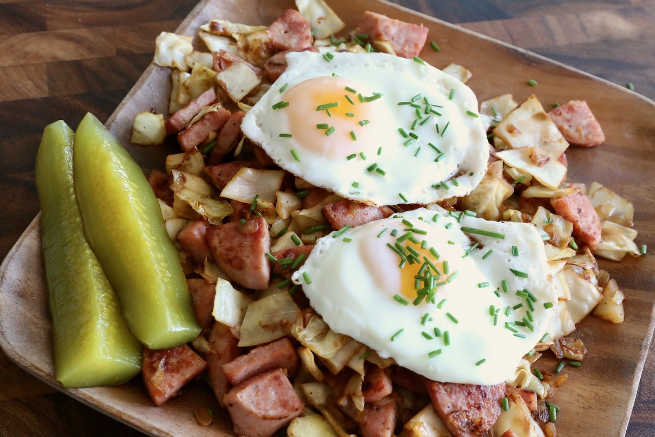 Breakfast Cabbage Fry With Egg & Polish Sausage Recipe dobbernationLOVES