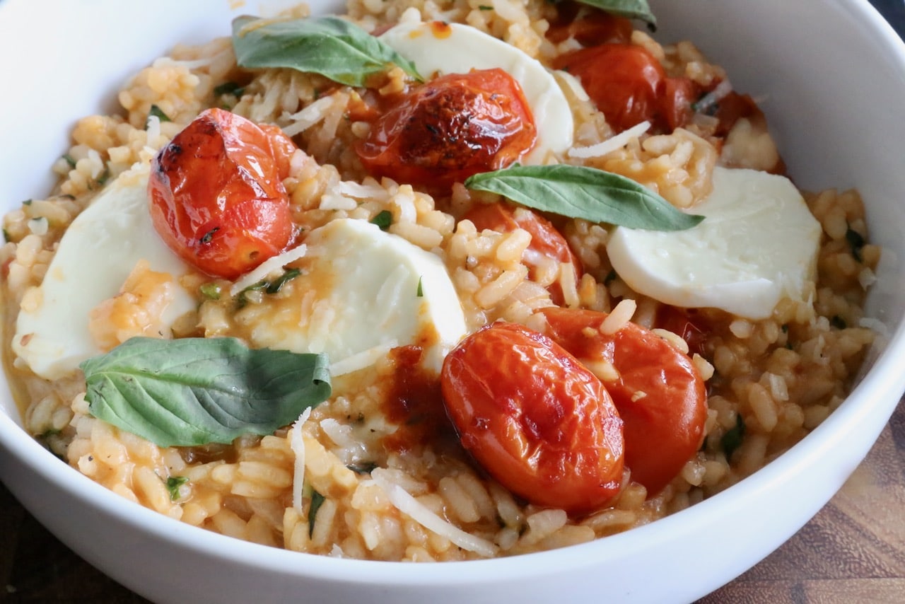 Roasted Tomato and Mozzarella Caprese Risotto Recipe