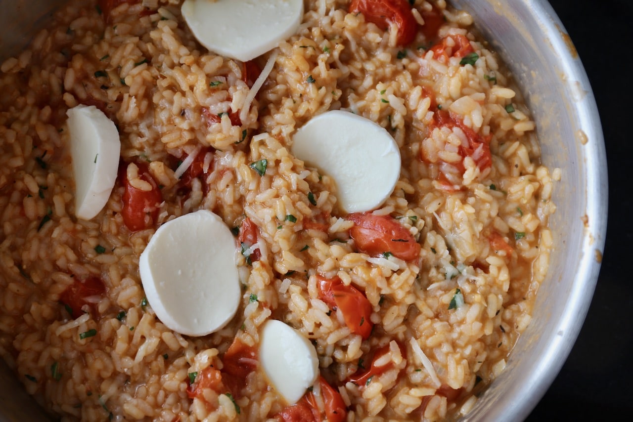 Roasted Tomato and Mozzarella Caprese Risotto Recipe