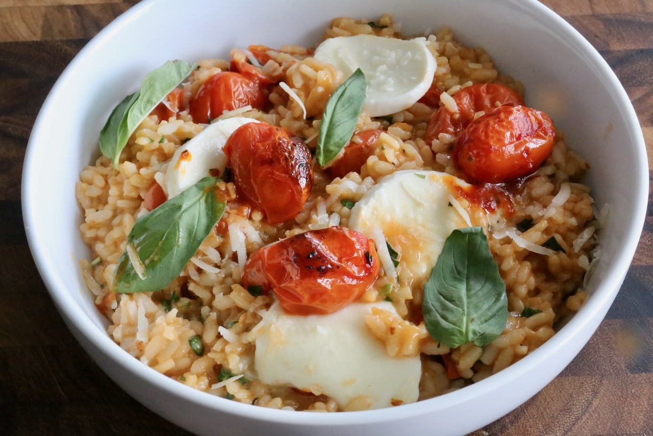 Roasted Tomato and Mozzarella Caprese Risotto Recipe
