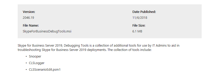Microsoft releases Skype for Business Server 2019 Debugging Tools Tom