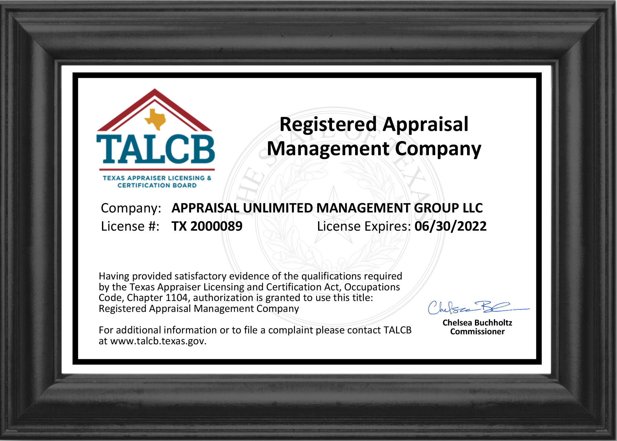 Licenses Appraisal Unlimited